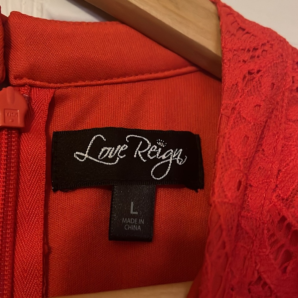 Love Reign Fire Red Lace Romper Large - Picture 3 of 5
